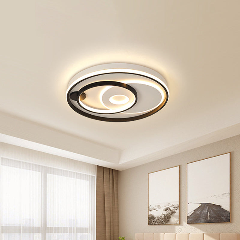 Modern Style LED Ceiling Light Black Layered Round/Square/Rectangle Flush Mount Lamp with Acrylic Shade, Warm/White Light Clearhalo 'Ceiling Lights' 'Close To Ceiling Lights' 'Close to ceiling' 'Flush mount' Lighting' 1936391