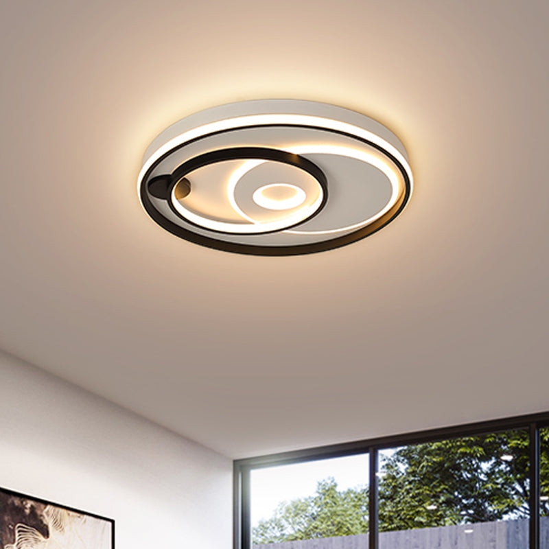 Modern Style LED Ceiling Light Black Layered Round/Square/Rectangle Flush Mount Lamp with Acrylic Shade, Warm/White Light Clearhalo 'Ceiling Lights' 'Close To Ceiling Lights' 'Close to ceiling' 'Flush mount' Lighting' 1936392