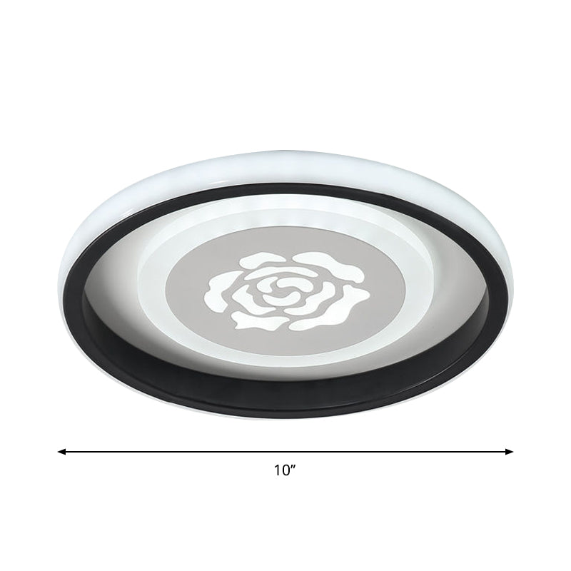 Circular LED Flush Light Fixture Cartoon Acrylic Black Ceiling Mount Lamp with Smile/Anchor/Panda Pattern Clearhalo 'Ceiling Lights' 'Close To Ceiling Lights' 'Close to ceiling' 'Flush mount' Lighting' 1936403