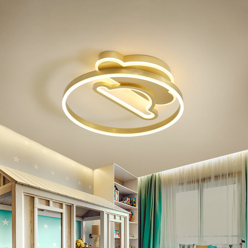 Cloud/Circle/Windmill Shaped Ceiling Lamp Modern Metal Kids Bedroom LED Flush Mount Light in Polished Gold Gold G Clearhalo 'Ceiling Lights' 'Close To Ceiling Lights' 'Close to ceiling' 'Flush mount' Lighting' 1936422