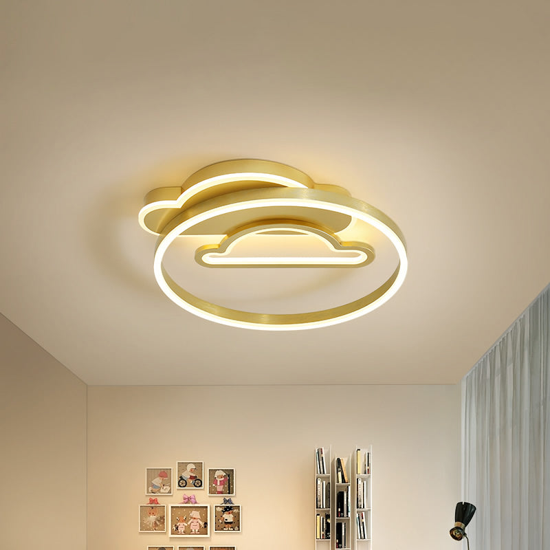 Cloud/Circle/Windmill Shaped Ceiling Lamp Modern Metal Kids Bedroom LED Flush Mount Light in Polished Gold Clearhalo 'Ceiling Lights' 'Close To Ceiling Lights' 'Close to ceiling' 'Flush mount' Lighting' 1936423