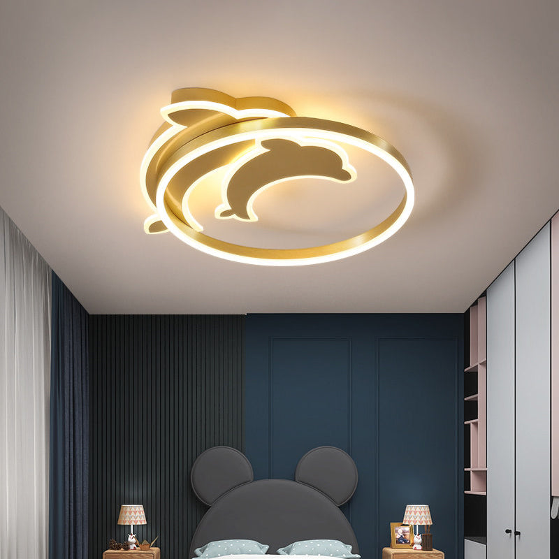 Cloud/Circle/Windmill Shaped Ceiling Lamp Modern Metal Kids Bedroom LED Flush Mount Light in Polished Gold Gold F Clearhalo 'Ceiling Lights' 'Close To Ceiling Lights' 'Close to ceiling' 'Flush mount' Lighting' 1936426