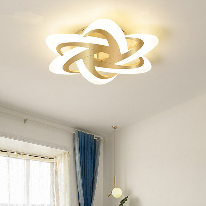 Cloud/Circle/Windmill Shaped Ceiling Lamp Modern Metal Kids Bedroom LED Flush Mount Light in Polished Gold Gold E Clearhalo 'Ceiling Lights' 'Close To Ceiling Lights' 'Close to ceiling' 'Flush mount' Lighting' 1936430