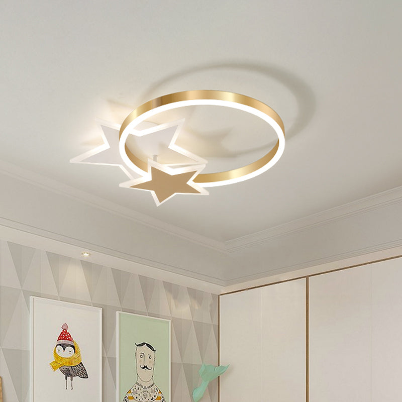 Cloud/Circle/Windmill Shaped Ceiling Lamp Modern Metal Kids Bedroom LED Flush Mount Light in Polished Gold Gold C Clearhalo 'Ceiling Lights' 'Close To Ceiling Lights' 'Close to ceiling' 'Flush mount' Lighting' 1936434