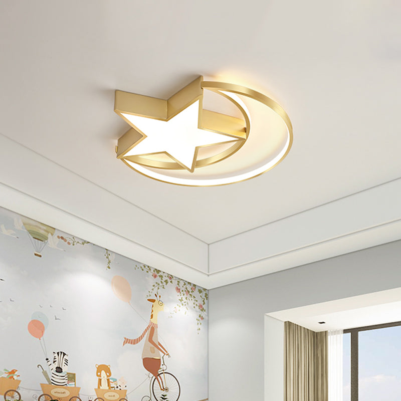 Cloud/Circle/Windmill Shaped Ceiling Lamp Modern Metal Kids Bedroom LED Flush Mount Light in Polished Gold Gold B Clearhalo 'Ceiling Lights' 'Close To Ceiling Lights' 'Close to ceiling' 'Flush mount' Lighting' 1936437