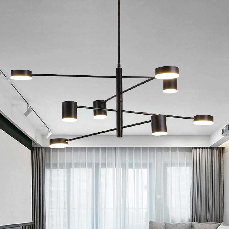 3/4 Tiered Chandelier Light Fixture Contemporary Metal 6/8 Lights Black/Gold Hanging Pendant for Bedroom Clearhalo 'Ceiling Lights' 'Chandeliers' 'Modern Chandeliers' 'Modern' Lighting' 1936461