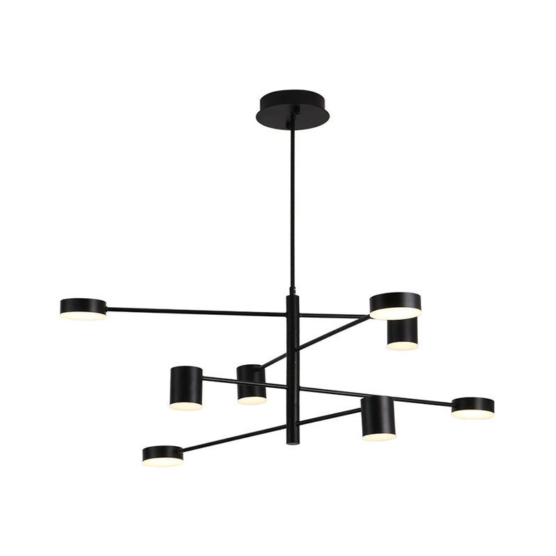 3/4 Tiered Chandelier Light Fixture Contemporary Metal 6/8 Lights Black/Gold Hanging Pendant for Bedroom Clearhalo 'Ceiling Lights' 'Chandeliers' 'Modern Chandeliers' 'Modern' Lighting' 1936463