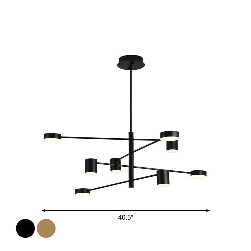 3/4 Tiered Chandelier Light Fixture Contemporary Metal 6/8 Lights Black/Gold Hanging Pendant for Bedroom Clearhalo 'Ceiling Lights' 'Chandeliers' 'Modern Chandeliers' 'Modern' Lighting' 1936464