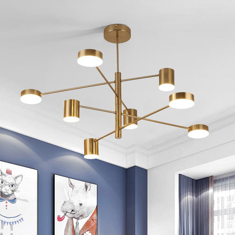 3/4 Tiered Chandelier Light Fixture Contemporary Metal 6/8 Lights Black/Gold Hanging Pendant for Bedroom 8 Gold Clearhalo 'Ceiling Lights' 'Chandeliers' 'Modern Chandeliers' 'Modern' Lighting' 1936465