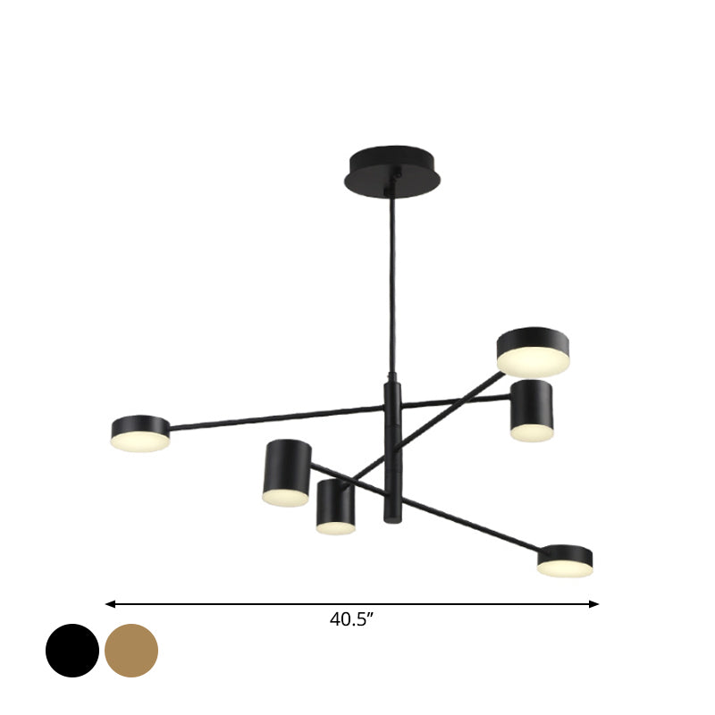 3/4 Tiered Chandelier Light Fixture Contemporary Metal 6/8 Lights Black/Gold Hanging Pendant for Bedroom Clearhalo 'Ceiling Lights' 'Chandeliers' 'Modern Chandeliers' 'Modern' Lighting' 1936471