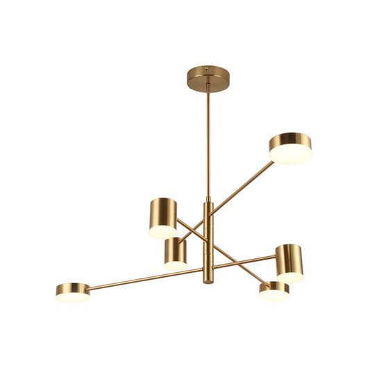 3/4 Tiered Chandelier Light Fixture Contemporary Metal 6/8 Lights Black/Gold Hanging Pendant for Bedroom 6 Gold Clearhalo 'Ceiling Lights' 'Chandeliers' 'Modern Chandeliers' 'Modern' Lighting' 1936472