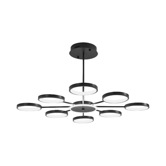 Circle Branching Metal Hanging Light Modernist 6-Head Black/Gold LED Chandelier Lamp in Warm/White Light Clearhalo 'Ceiling Lights' 'Chandeliers' 'Modern Chandeliers' 'Modern' Lighting' 1936476