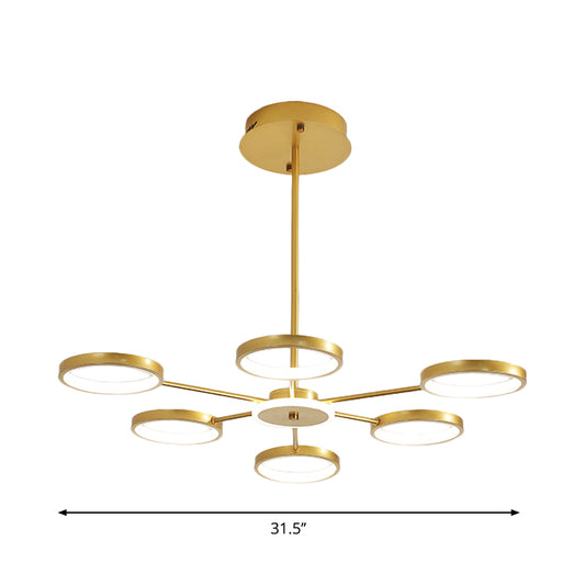 Circle Branching Metal Hanging Light Modernist 6-Head Black/Gold LED Chandelier Lamp in Warm/White Light Clearhalo 'Ceiling Lights' 'Chandeliers' 'Modern Chandeliers' 'Modern' Lighting' 1936481