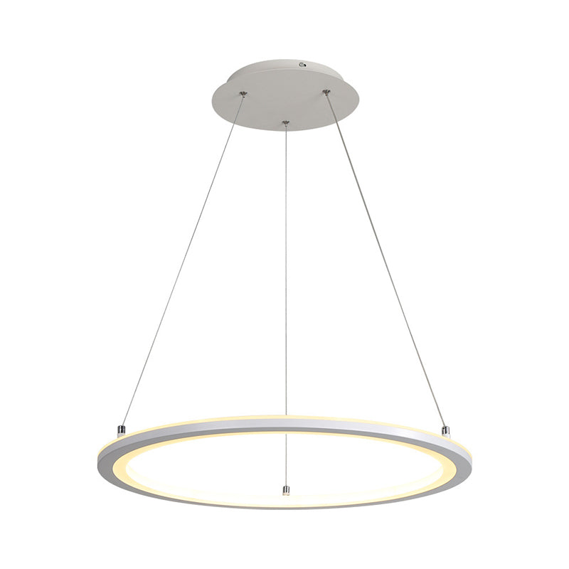 Circular Kitchen Dinette Pendant Lamp Acrylic Minimalist LED Chandelier in White, 16"/19.5"/31.5" Width Clearhalo 'Ceiling Lights' 'Chandeliers' 'Modern Chandeliers' 'Modern' Lighting' 1936483