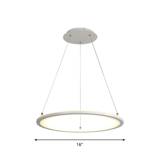 Circular Kitchen Dinette Pendant Lamp Acrylic Minimalist LED Chandelier in White, 16"/19.5"/31.5" Width Clearhalo 'Ceiling Lights' 'Chandeliers' 'Modern Chandeliers' 'Modern' Lighting' 1936484