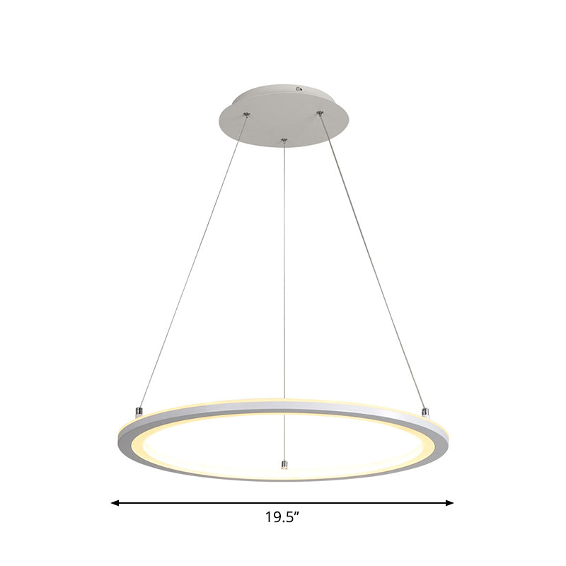 Circular Kitchen Dinette Pendant Lamp Acrylic Minimalist LED Chandelier in White, 16"/19.5"/31.5" Width Clearhalo 'Ceiling Lights' 'Chandeliers' 'Modern Chandeliers' 'Modern' Lighting' 1936485