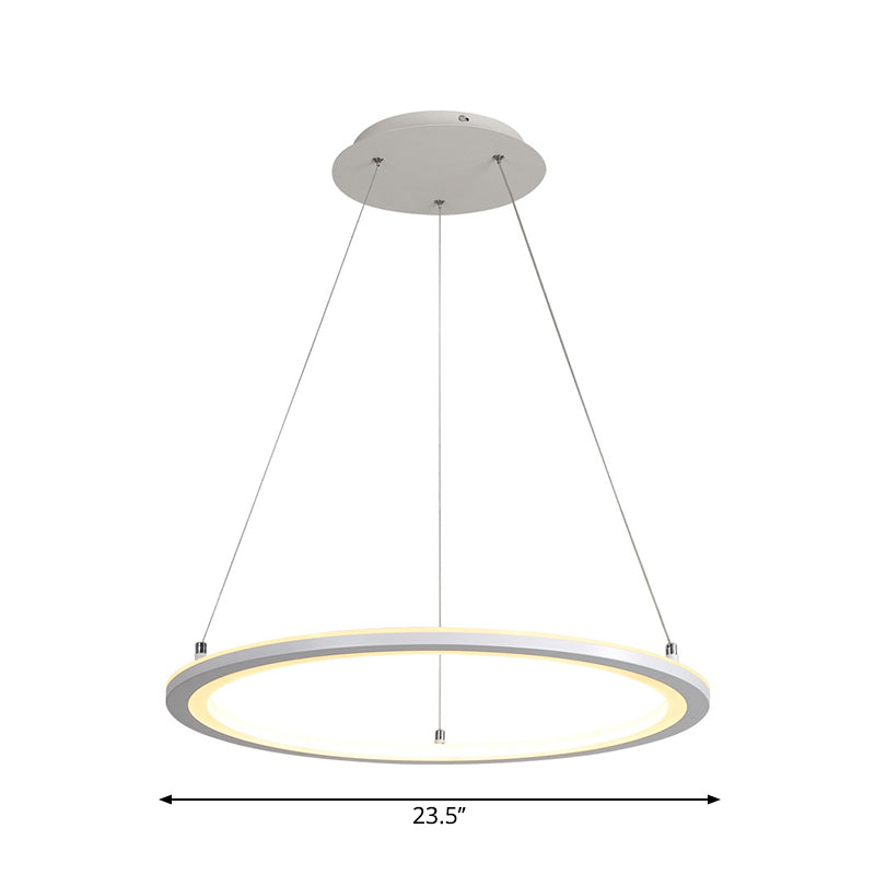 Circular Kitchen Dinette Pendant Lamp Acrylic Minimalist LED Chandelier in White, 16"/19.5"/31.5" Width Clearhalo 'Ceiling Lights' 'Chandeliers' 'Modern Chandeliers' 'Modern' Lighting' 1936486
