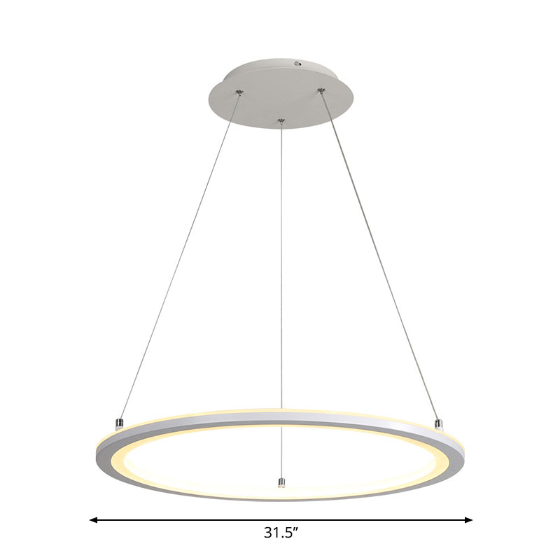 Circular Kitchen Dinette Pendant Lamp Acrylic Minimalist LED Chandelier in White, 16"/19.5"/31.5" Width Clearhalo 'Ceiling Lights' 'Chandeliers' 'Modern Chandeliers' 'Modern' Lighting' 1936487
