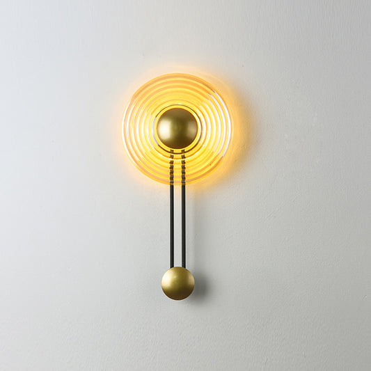 Gold Bell Wall Sconce Postmodern 1 Bulb Amber Rippled Glass Wall Mount Lamp for Bedroom Gold Clearhalo 'Cast Iron' 'Glass' 'Industrial' 'Modern wall lights' 'Modern' 'Tiffany' 'Traditional wall lights' 'Wall Lamps & Sconces' 'Wall Lights' Lighting' 1936545