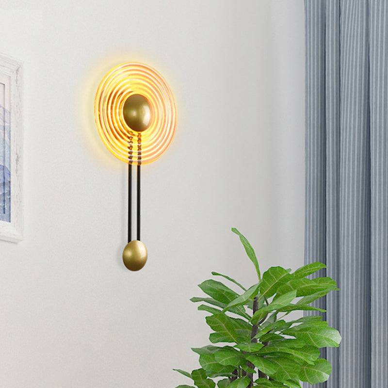 Gold Bell Wall Sconce Postmodern 1 Bulb Amber Rippled Glass Wall Mount Lamp for Bedroom Clearhalo 'Cast Iron' 'Glass' 'Industrial' 'Modern wall lights' 'Modern' 'Tiffany' 'Traditional wall lights' 'Wall Lamps & Sconces' 'Wall Lights' Lighting' 1936547