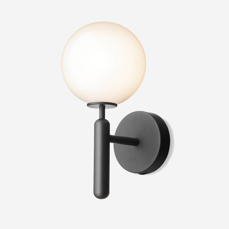 1-Light Bedside Wall Lamp Simple Black Wall Mounted Light Fixture with Ball White/Clear Water Glass Shade Clearhalo 'Cast Iron' 'Glass' 'Industrial' 'Modern wall lights' 'Modern' 'Tiffany' 'Traditional wall lights' 'Wall Lamps & Sconces' 'Wall Lights' Lighting' 1936587
