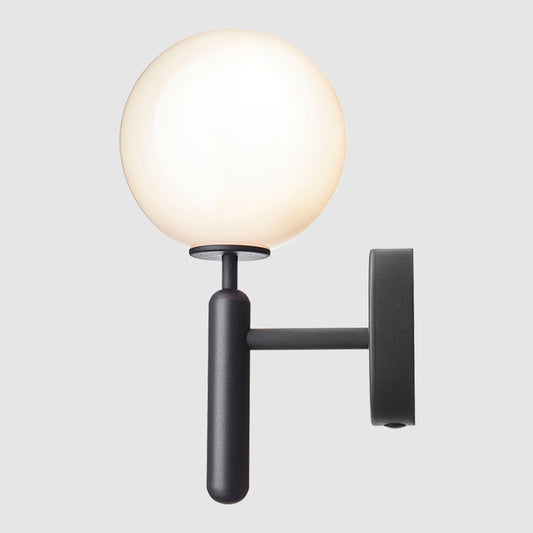 1-Light Bedside Wall Lamp Simple Black Wall Mounted Light Fixture with Ball White/Clear Water Glass Shade Clearhalo 'Cast Iron' 'Glass' 'Industrial' 'Modern wall lights' 'Modern' 'Tiffany' 'Traditional wall lights' 'Wall Lamps & Sconces' 'Wall Lights' Lighting' 1936588