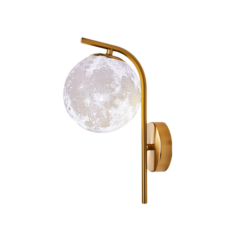 Postmodern Ball Wall Mount Light Grey/Clear Water/White Glass Single-Bulb Bedside Wall Lamp with Bent Arm in Brass Clearhalo 'Cast Iron' 'Glass' 'Industrial' 'Modern wall lights' 'Modern' 'Tiffany' 'Traditional wall lights' 'Wall Lamps & Sconces' 'Wall Lights' Lighting' 1936616
