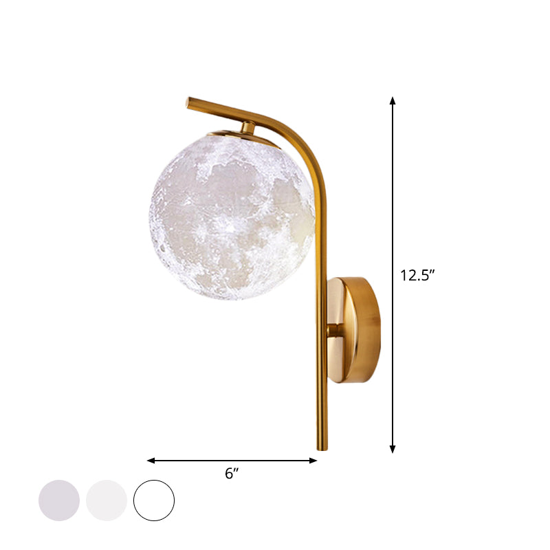 Postmodern Ball Wall Mount Light Grey/Clear Water/White Glass Single-Bulb Bedside Wall Lamp with Bent Arm in Brass Clearhalo 'Cast Iron' 'Glass' 'Industrial' 'Modern wall lights' 'Modern' 'Tiffany' 'Traditional wall lights' 'Wall Lamps & Sconces' 'Wall Lights' Lighting' 1936618