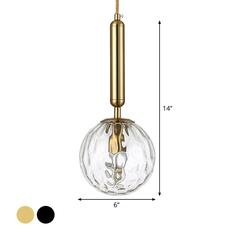 Spherical Bedside Wall Hanging Light Clear Water/White Glass Single Postmodern Wall Mounted Lamp in Black/Gold Clearhalo 'Cast Iron' 'Glass' 'Industrial' 'Modern wall lights' 'Modern' 'Tiffany' 'Traditional wall lights' 'Wall Lamps & Sconces' 'Wall Lights' Lighting' 1936642