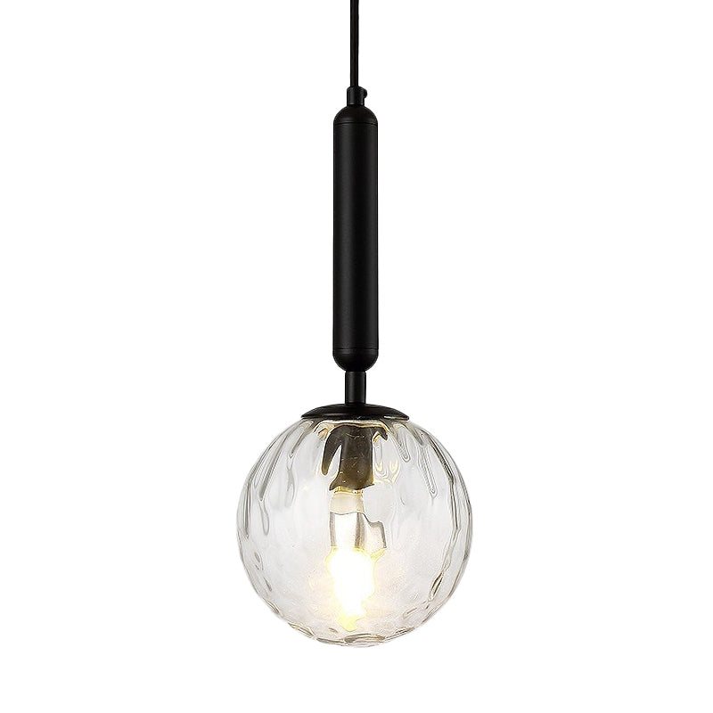 Spherical Bedside Wall Hanging Light Clear Water/White Glass Single Postmodern Wall Mounted Lamp in Black/Gold Clearhalo 'Cast Iron' 'Glass' 'Industrial' 'Modern wall lights' 'Modern' 'Tiffany' 'Traditional wall lights' 'Wall Lamps & Sconces' 'Wall Lights' Lighting' 1936647