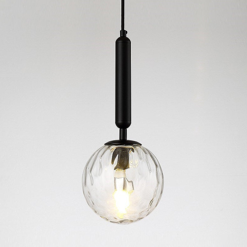 Spherical Bedside Wall Hanging Light Clear Water/White Glass Single Postmodern Wall Mounted Lamp in Black/Gold Clearhalo 'Cast Iron' 'Glass' 'Industrial' 'Modern wall lights' 'Modern' 'Tiffany' 'Traditional wall lights' 'Wall Lamps & Sconces' 'Wall Lights' Lighting' 1936648