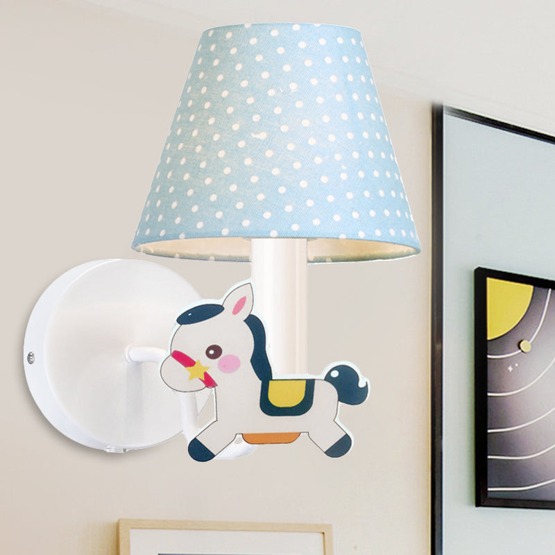 Nursing Room Pony Wall Light with Dot Shade Metal 1 Light Cartoon Sconce Lighting Clearhalo 'Wall Lamps & Sconces' 'Wall Lights' Lighting' 193671