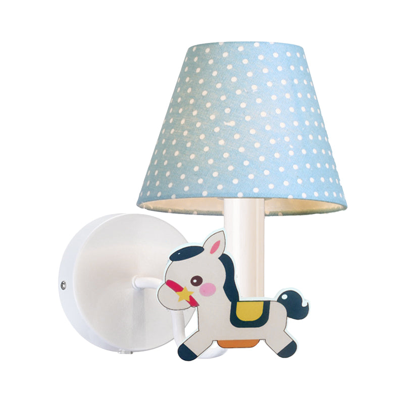 Nursing Room Pony Wall Light with Dot Shade Metal 1 Light Cartoon Sconce Lighting Clearhalo 'Wall Lamps & Sconces' 'Wall Lights' Lighting' 193672