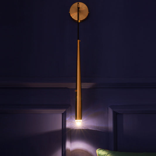Elongated Dome/Tube/Tapered Wall Light Postmodern Smoke Grey/Green/White Glass 1 Head Living Room Wall Hanging Lamp in Gold/Black Gold Clearhalo 'Cast Iron' 'Glass' 'Industrial' 'Modern wall lights' 'Modern' 'Tiffany' 'Traditional wall lights' 'Wall Lamps & Sconces' 'Wall Lights' Lighting' 1936720