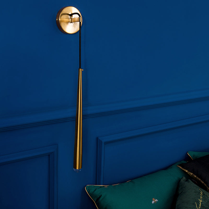 Elongated Dome/Tube/Tapered Wall Light Postmodern Smoke Grey/Green/White Glass 1 Head Living Room Wall Hanging Lamp in Gold/Black Clearhalo 'Cast Iron' 'Glass' 'Industrial' 'Modern wall lights' 'Modern' 'Tiffany' 'Traditional wall lights' 'Wall Lamps & Sconces' 'Wall Lights' Lighting' 1936721