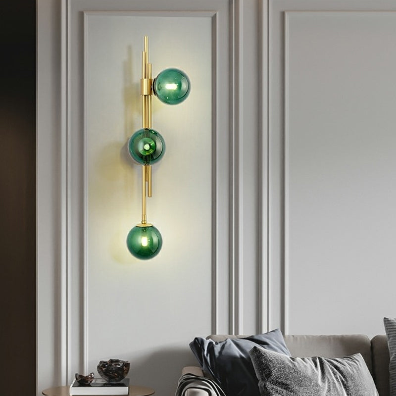 Elongated Dome/Tube/Tapered Wall Light Postmodern Smoke Grey/Green/White Glass 1 Head Living Room Wall Hanging Lamp in Gold/Black Green Clearhalo 'Cast Iron' 'Glass' 'Industrial' 'Modern wall lights' 'Modern' 'Tiffany' 'Traditional wall lights' 'Wall Lamps & Sconces' 'Wall Lights' Lighting' 1936725