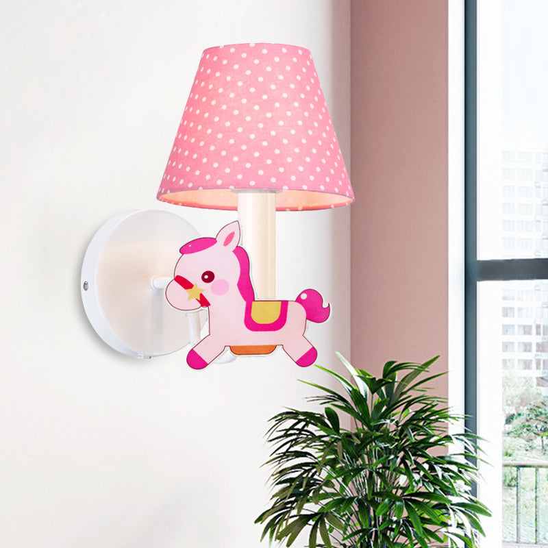 Nursing Room Pony Wall Light with Dot Shade Metal 1 Light Cartoon Sconce Lighting Clearhalo 'Wall Lamps & Sconces' 'Wall Lights' Lighting' 193675