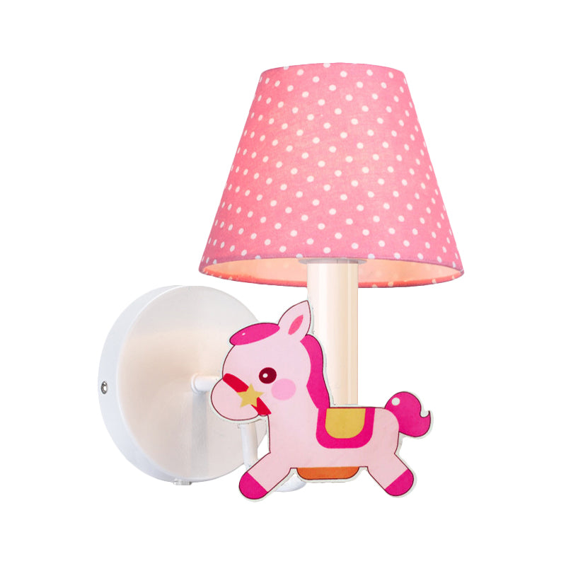 Nursing Room Pony Wall Light with Dot Shade Metal 1 Light Cartoon Sconce Lighting Clearhalo 'Wall Lamps & Sconces' 'Wall Lights' Lighting' 193676