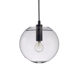 8"/10"/12" W Single-Bulb Cafe Hanging Lamp Simplicity Black Ceiling Pendant with Sphere Clear Glass Shade Clearhalo 'Ceiling Lights' 'Modern Pendants' 'Modern' 'Pendant Lights' 'Pendants' Lighting' 1936778