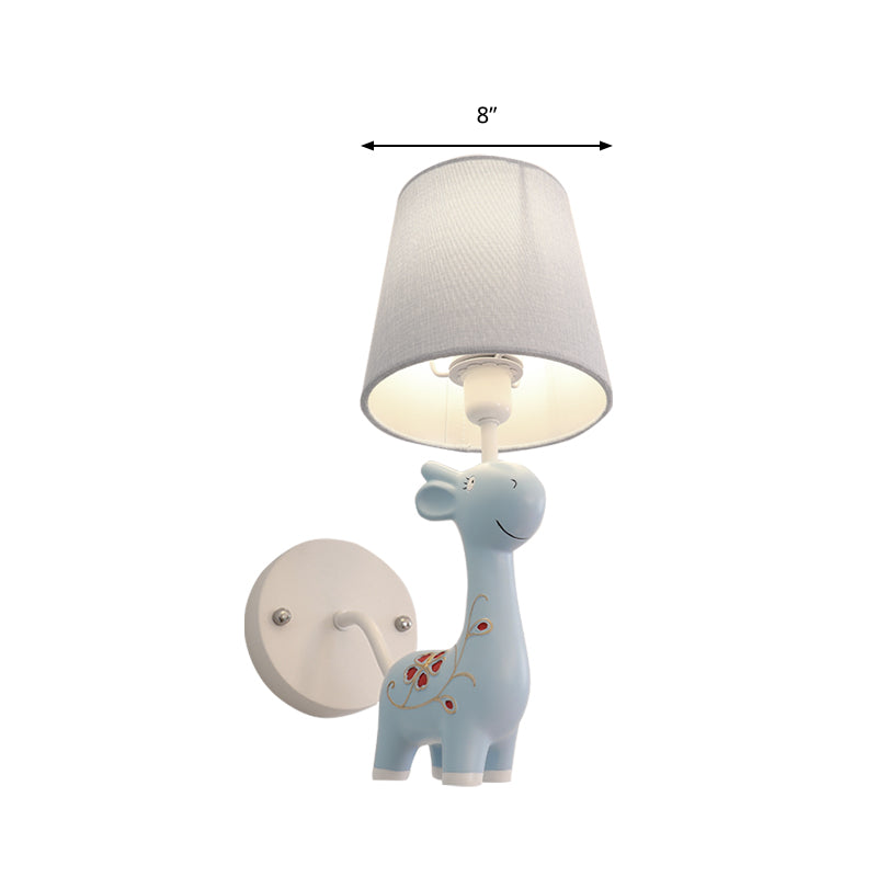 Giraffe Wall Light with Fabric Shade 1 Light Animal Resin Sconce Light for Kid Bedroom Kindergarten Clearhalo 'Wall Lamps & Sconces' 'Wall Lights' Lighting' 193680