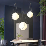 8"/10"/12" Wide Teardrop Hanging Light Modern White Ball Glass 1 Light Nickel Finish Pendulum Light for Restaurant White Clearhalo 'Ceiling Lights' 'Modern Pendants' 'Modern' 'Pendant Lights' 'Pendants' Lighting' 1936810