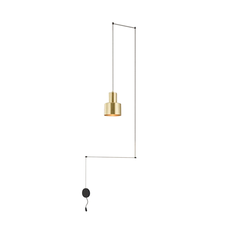 Gold Hand-Grenade Ceiling Pendant Postmodern 1 Head Metal Linear Hanging Lamp for Bedroom Clearhalo 'Ceiling Lights' 'Modern Pendants' 'Modern' 'Pendant Lights' 'Pendants' Lighting' 1936831