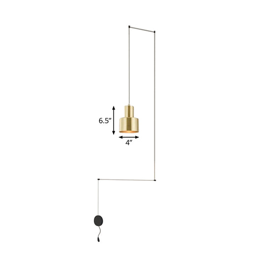 Gold Hand-Grenade Ceiling Pendant Postmodern 1 Head Metal Linear Hanging Lamp for Bedroom Clearhalo 'Ceiling Lights' 'Modern Pendants' 'Modern' 'Pendant Lights' 'Pendants' Lighting' 1936832