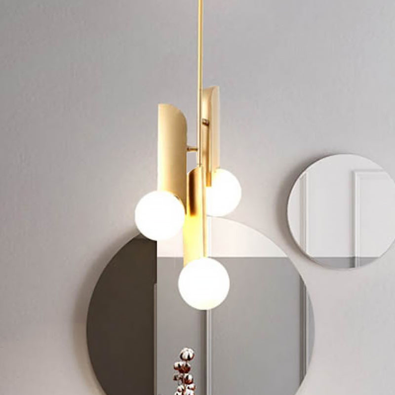 Creative Postmodern Ball Pendant Lamp Cream Glass 1/3-Bulb Dining Table Suspension Light in Gold Clearhalo 'Ceiling Lights' 'Modern Pendants' 'Modern' 'Pendant Lights' 'Pendants' Lighting' 1936869