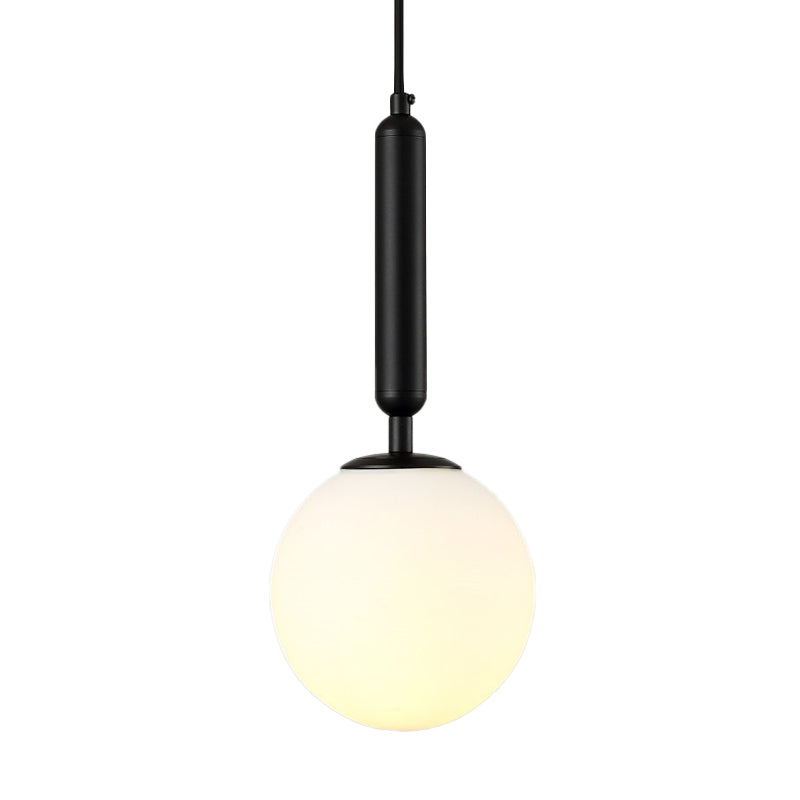 Ball Bedroom Down Lighting Pendant Clear Water/White Glass 1 Bulb Postmodern Hanging Light in Black/Gold Clearhalo 'Ceiling Lights' 'Modern Pendants' 'Modern' 'Pendant Lights' 'Pendants' Lighting' 1936916