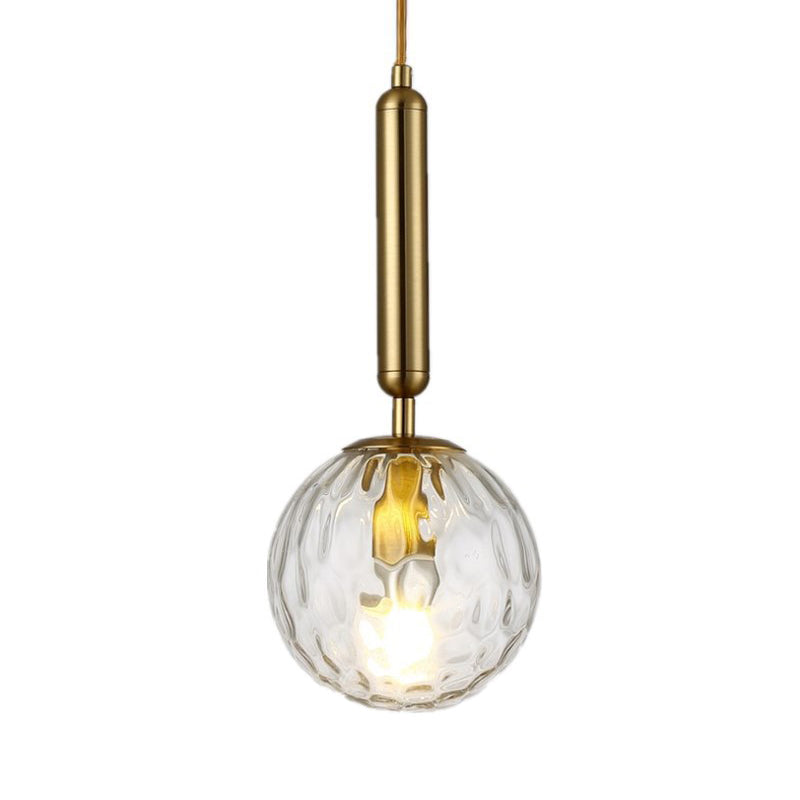 Ball Bedroom Down Lighting Pendant Clear Water/White Glass 1 Bulb Postmodern Hanging Light in Black/Gold Clearhalo 'Ceiling Lights' 'Modern Pendants' 'Modern' 'Pendant Lights' 'Pendants' Lighting' 1936921