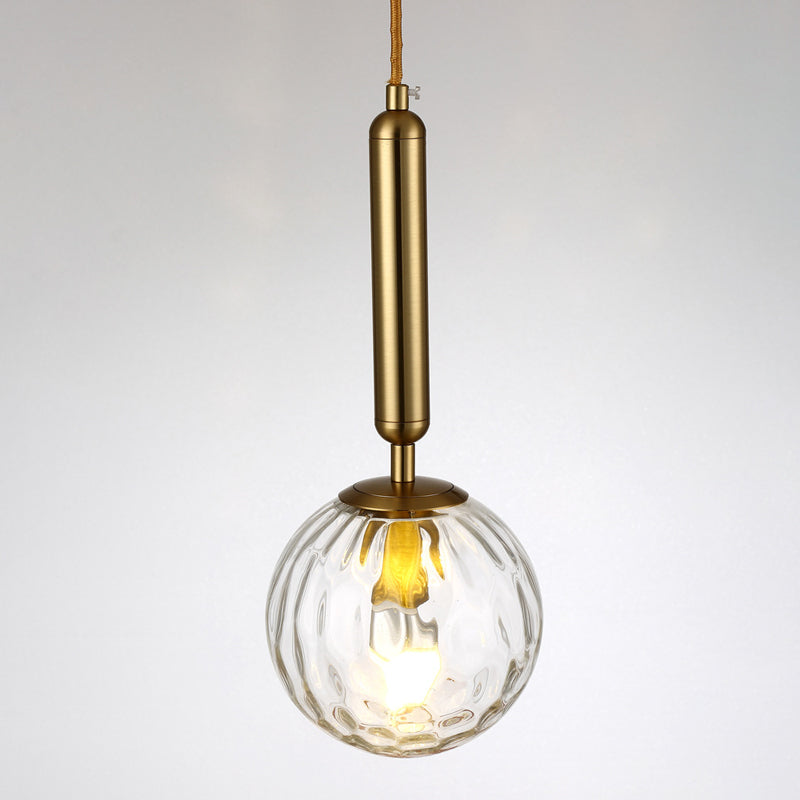 Ball Bedroom Down Lighting Pendant Clear Water/White Glass 1 Bulb Postmodern Hanging Light in Black/Gold Clearhalo 'Ceiling Lights' 'Modern Pendants' 'Modern' 'Pendant Lights' 'Pendants' Lighting' 1936922