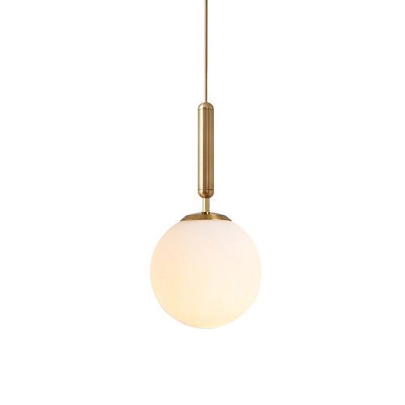 Ball Bedroom Down Lighting Pendant Clear Water/White Glass 1 Bulb Postmodern Hanging Light in Black/Gold Gold White Clearhalo 'Ceiling Lights' 'Modern Pendants' 'Modern' 'Pendant Lights' 'Pendants' Lighting' 1936923