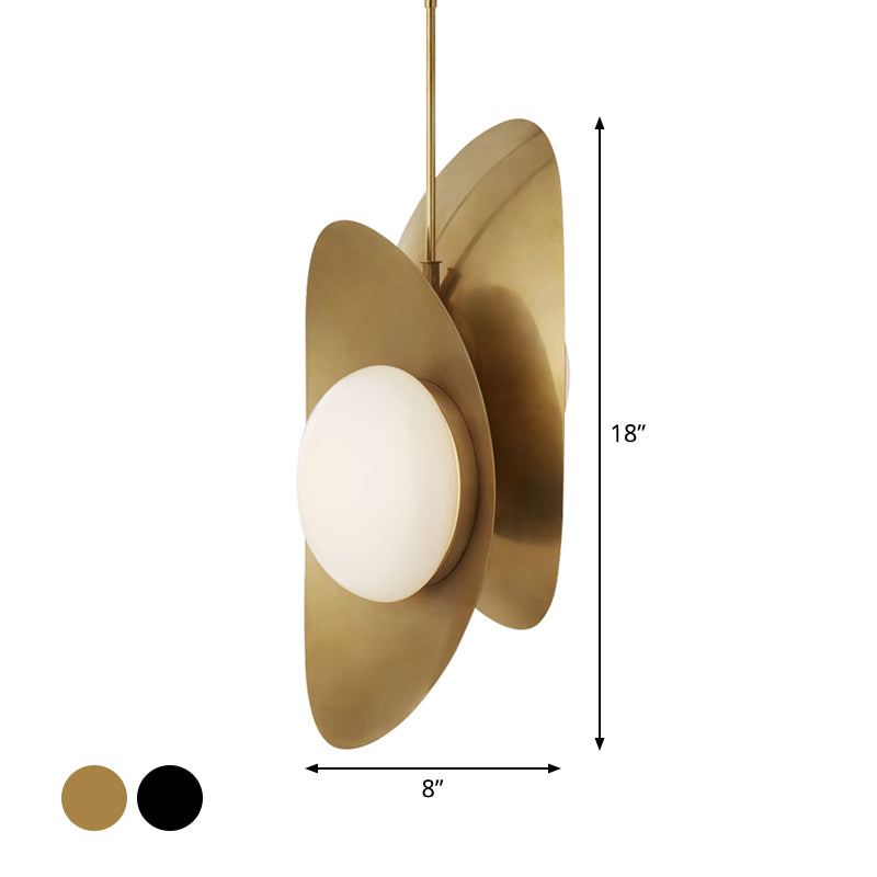 Designer Pebble Pendant Light Kit Opal Frosted Glass 2 Lights Postmodern Style Hanging Light in Black-Gold/Gold Clearhalo 'Ceiling Lights' 'Modern Pendants' 'Modern' 'Pendant Lights' 'Pendants' Lighting' 1936940