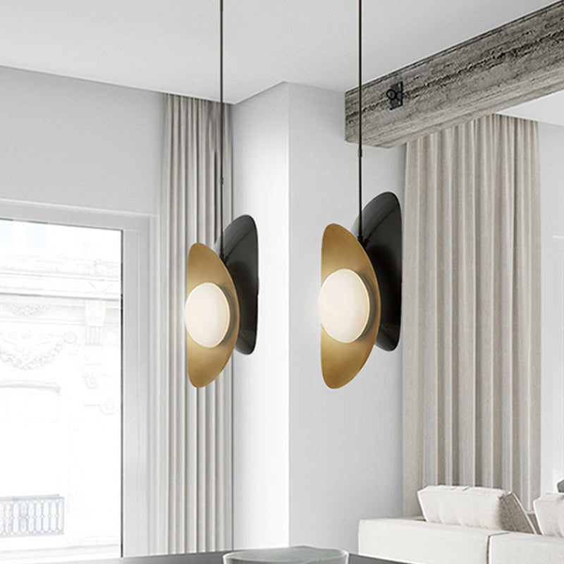 Designer Pebble Pendant Light Kit Opal Frosted Glass 2 Lights Postmodern Style Hanging Light in Black-Gold/Gold Black Clearhalo 'Ceiling Lights' 'Modern Pendants' 'Modern' 'Pendant Lights' 'Pendants' Lighting' 1936941